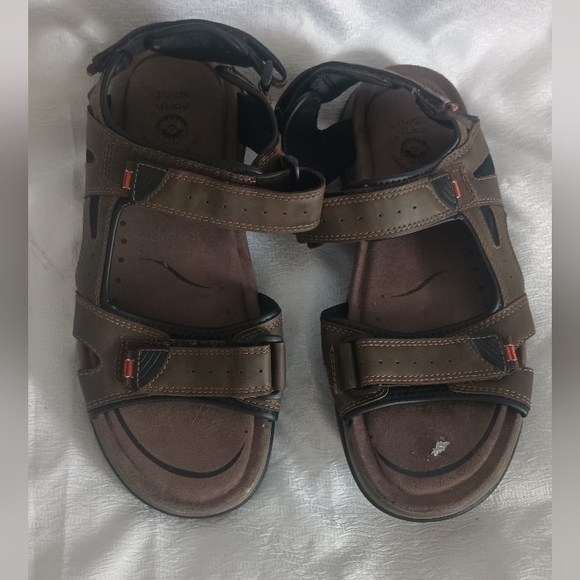 Earth Spirit Men's Size 12 Contoured-Arch Support-Adjustable Sandals Brown Pre-o - Picture 1 of 9